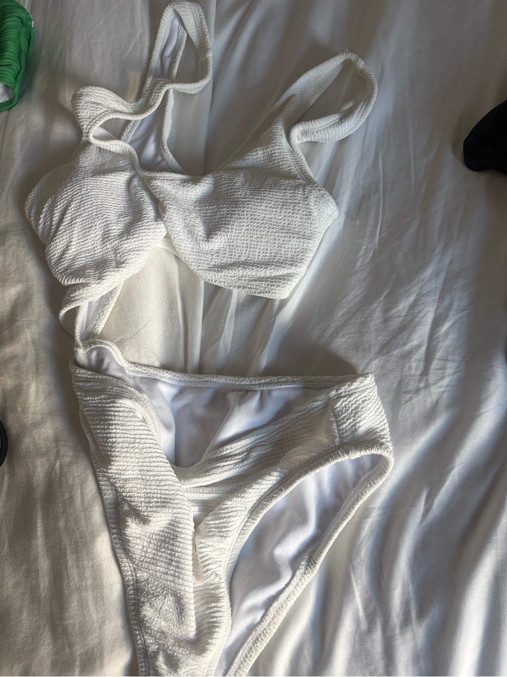 Lulu's White Textured Ribbed Bikini Set
